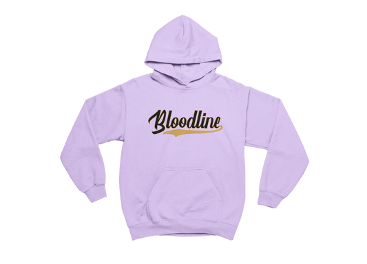 Orchid hoodie with 'Bloodline' text on a white background