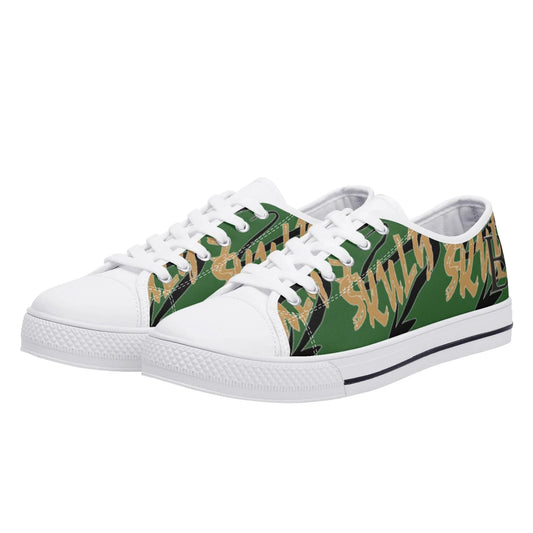 Skulyz Women’s Venom Green Low-Top Sneakers - Bloodline Streetwear LLC
