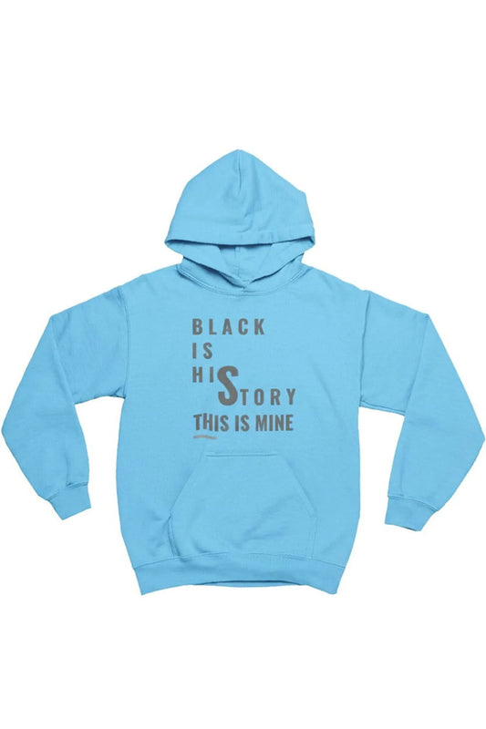 Light blue hoodie with text on a white background