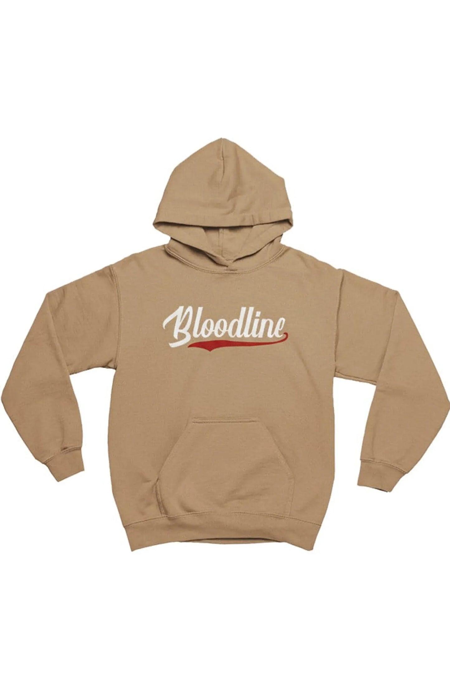 Black hoodie with white' text in gold on a white background