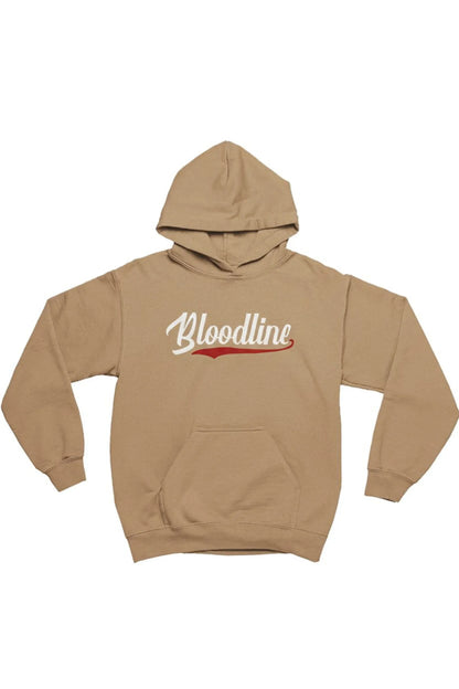 Black hoodie with white' text in gold on a white background