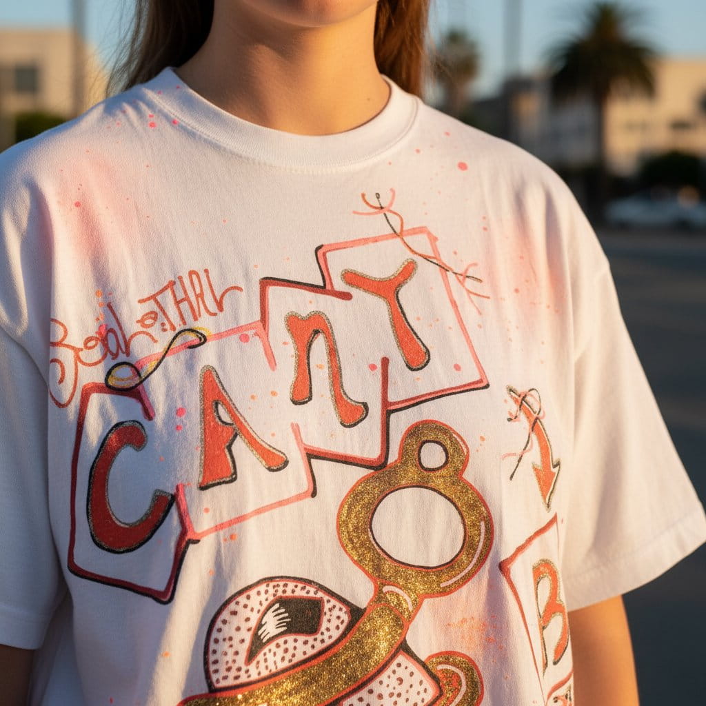 Close-up detail of Can't B Lokd SouLethal Hand-Painted Tee by Bloodline Streetwear — original hand-painted art