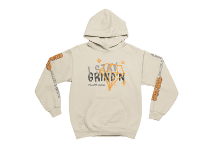 sand hoodie with graphic design on a white background