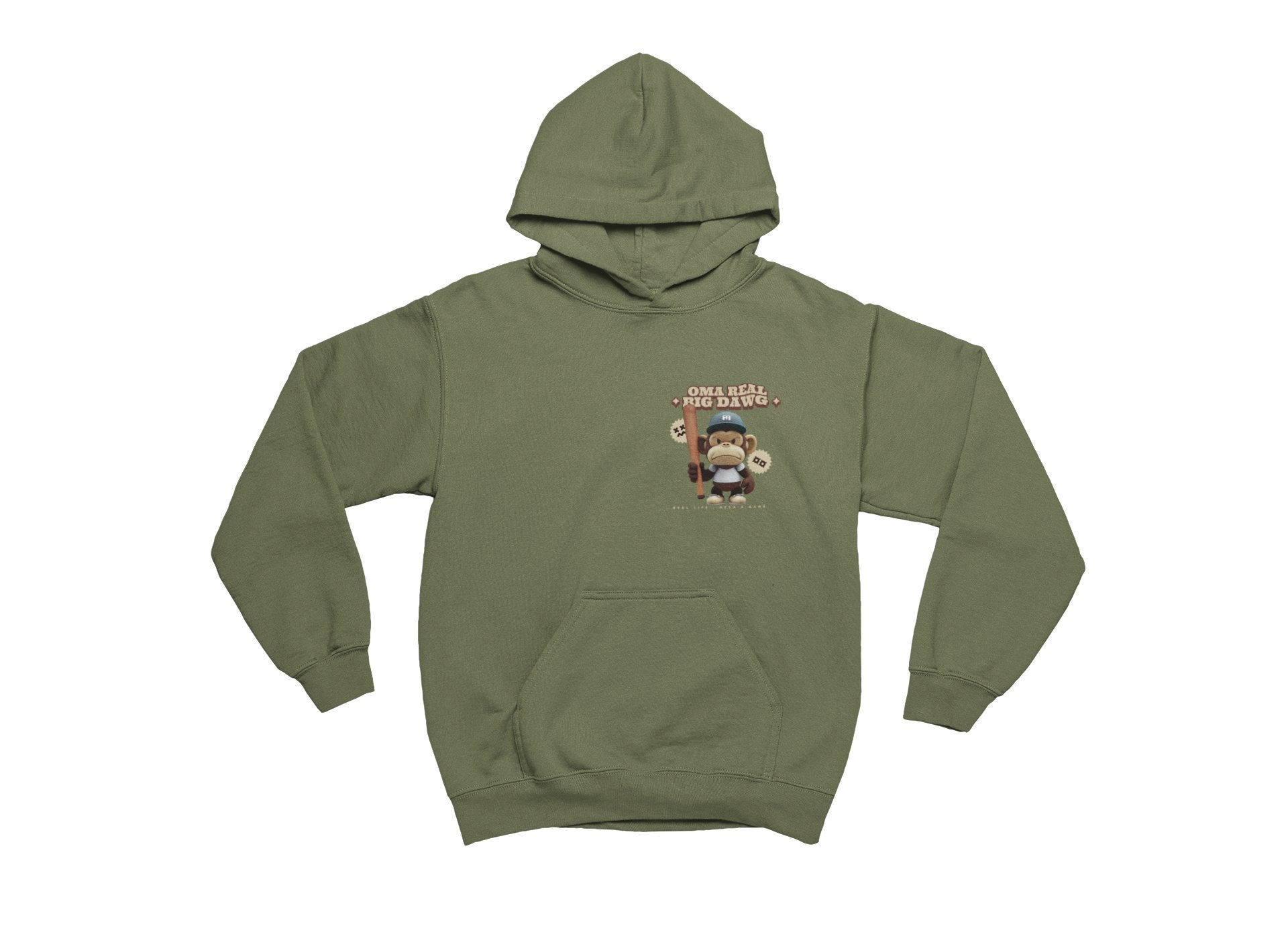 kiwi hoodie with a graphic design on the chest against a white background