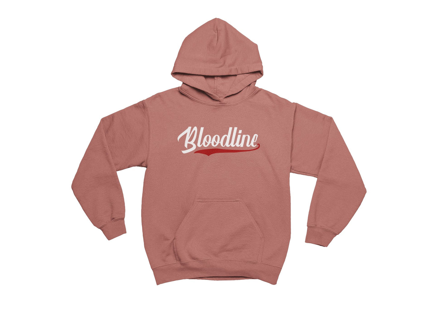 Muave hoodie with 'Bloodline' text on a white background
