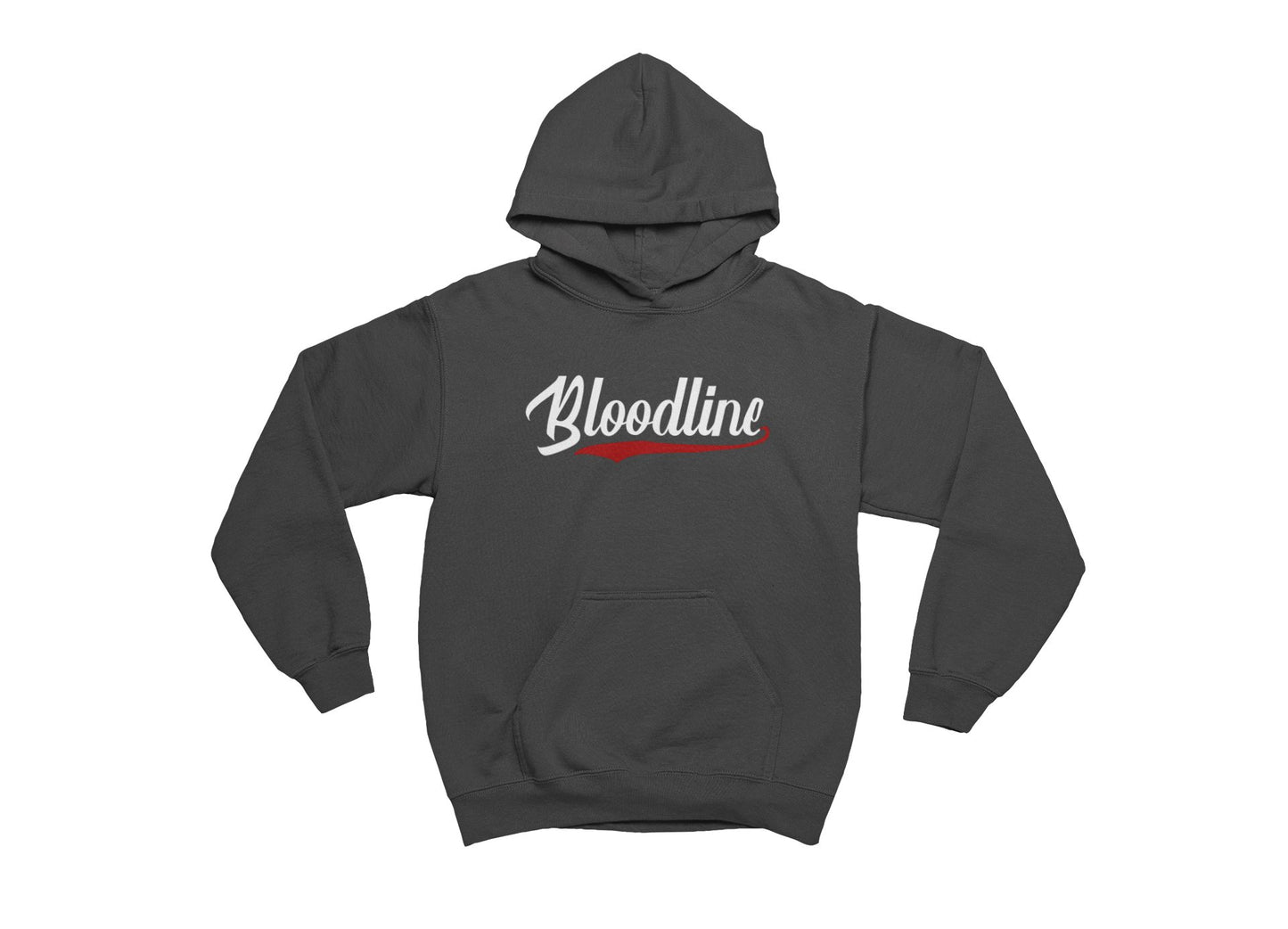 asphalt hoodie with 'Bloodline' text on a white background