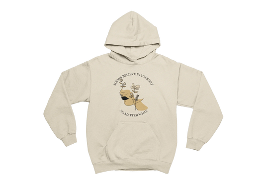 Sand dune hoodie with a graphic of a bear and text on a white background