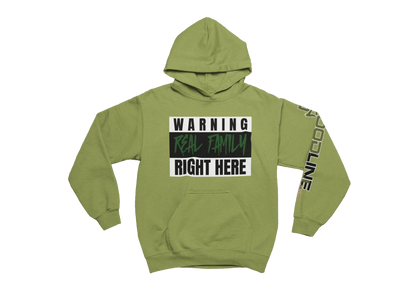 kiwi hoodie with text design on a white background