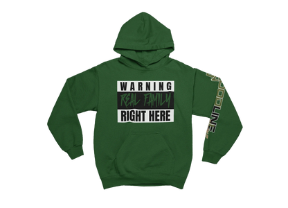 Money green hoodie with text design on a white background