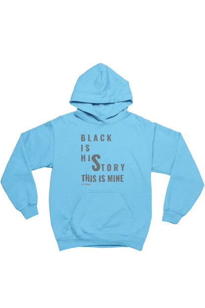 Light blue hoodie with text on a white background