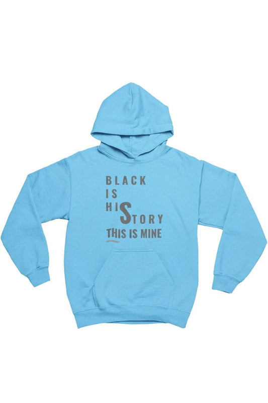 Light blue hoodie with text on a white background