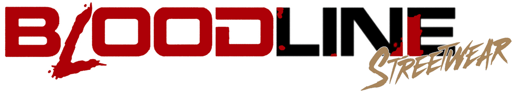 Bloodline Streetwear logo with red, black, and gold text.