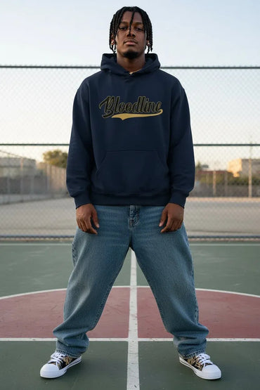 Bloodline varsity script in black and gold clean, confident, and dripping with culture. 