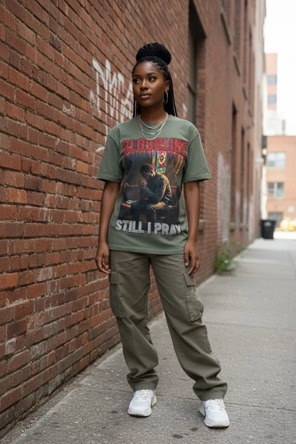 Still I Pray Graphic Tee – Women's Solo Shot – Harsh Reality Collection by Bloodline Streetwear

